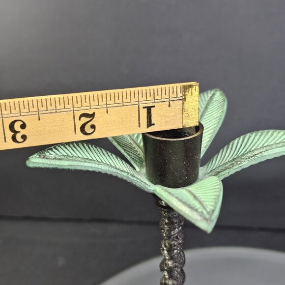 Vintage Palm Tree Brass Metal Candlestick Holders Pair, Made in India, 7" Tall - Picture 7 of 8